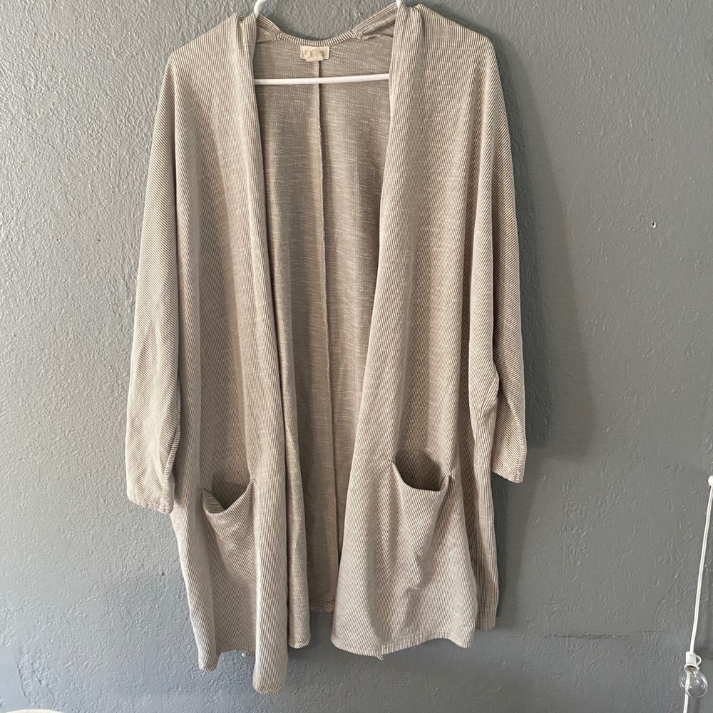 Donni Striped Tan and Cream cardigan
